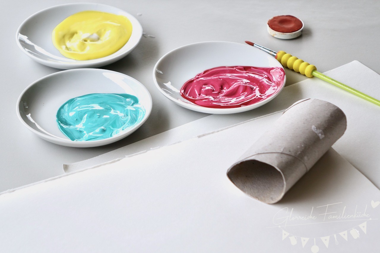 DIY Oster-Stempel mit WC-Rollen Fingerdruck Materialien Glorreiche Familienküchen